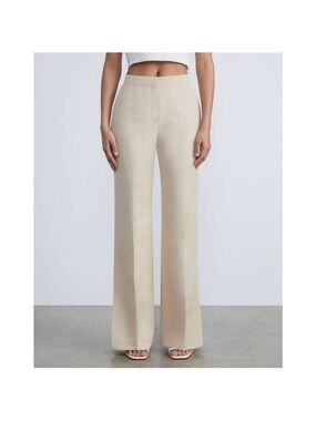 Lafayette 148 New York Gates Silk Linen Side Slit Wide Leg Trousers 10 perfect